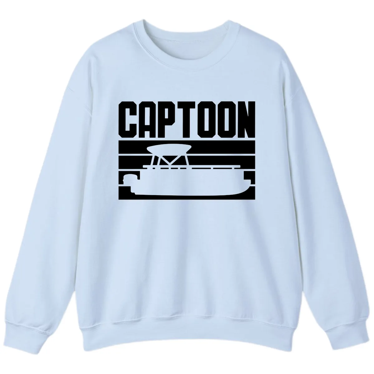 Pontoon Boat Captain Design Sweatshirt in Light Blue