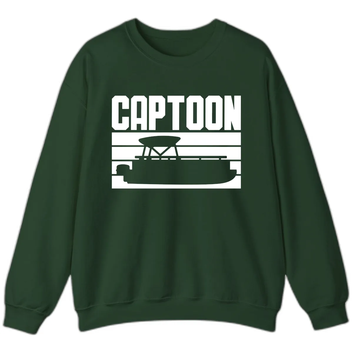 Pontoon Boat Captain Design Sweatshirt in Forest Green