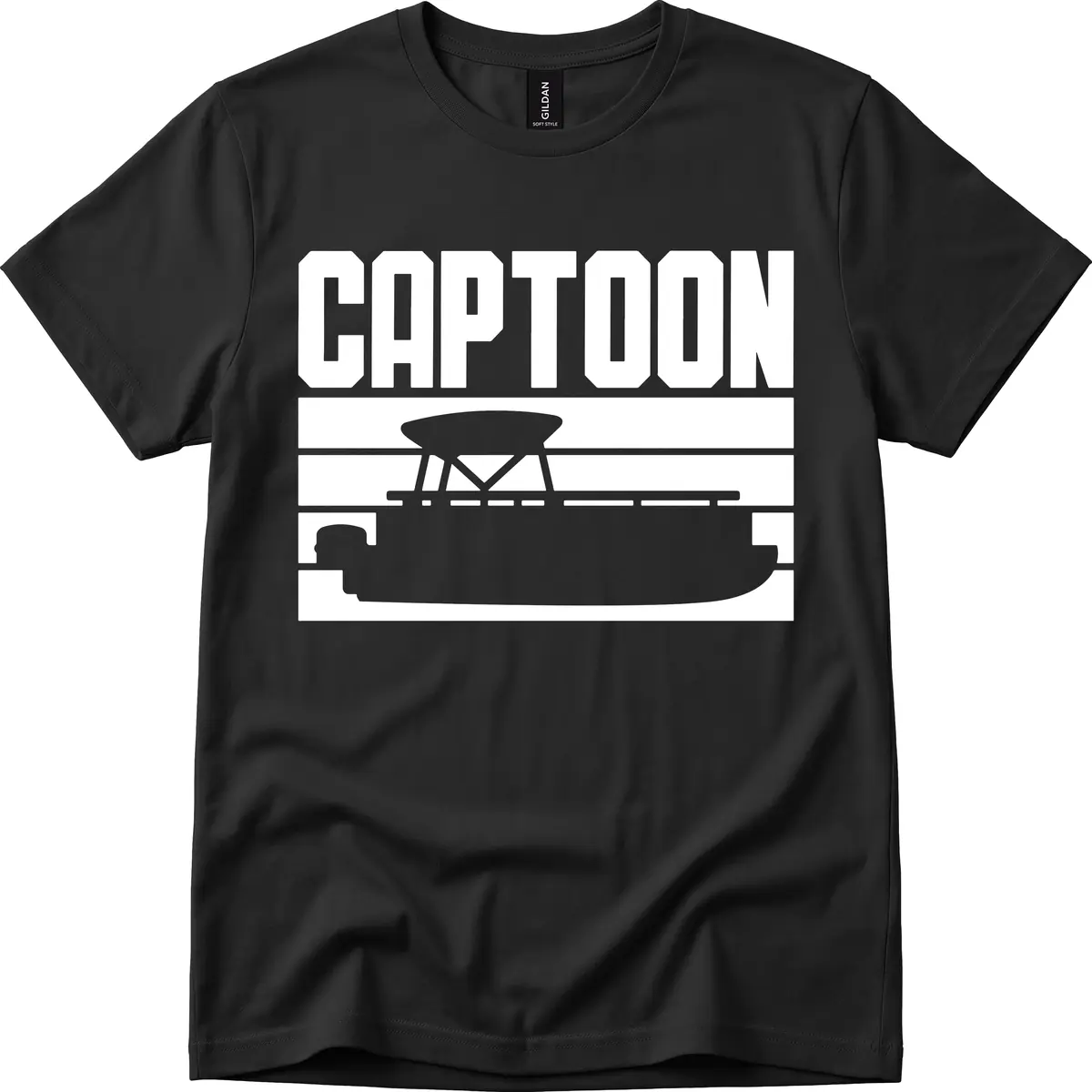 Pontoon Boat Captain Design T-Shirt in Black