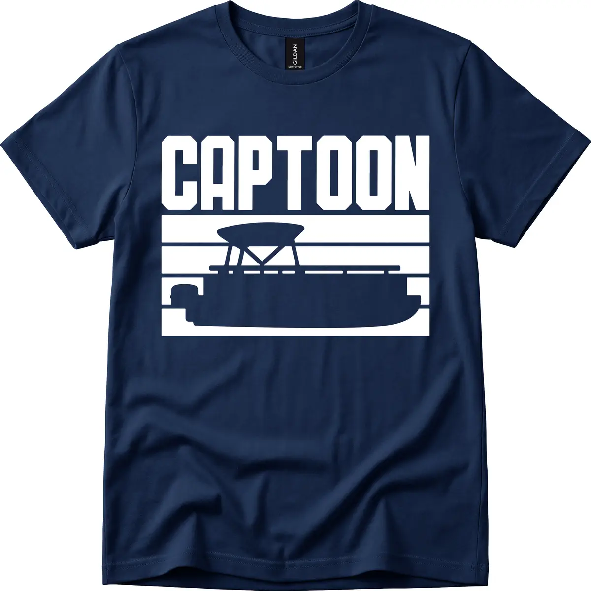 Pontoon Boat Captain Design T-Shirt in Navy