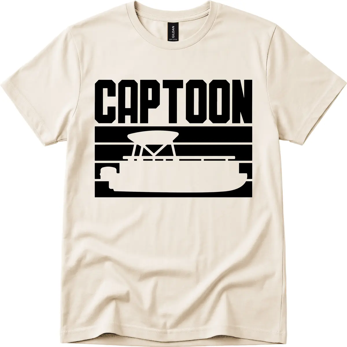 Pontoon Boat Captain Design T-Shirt in Natural