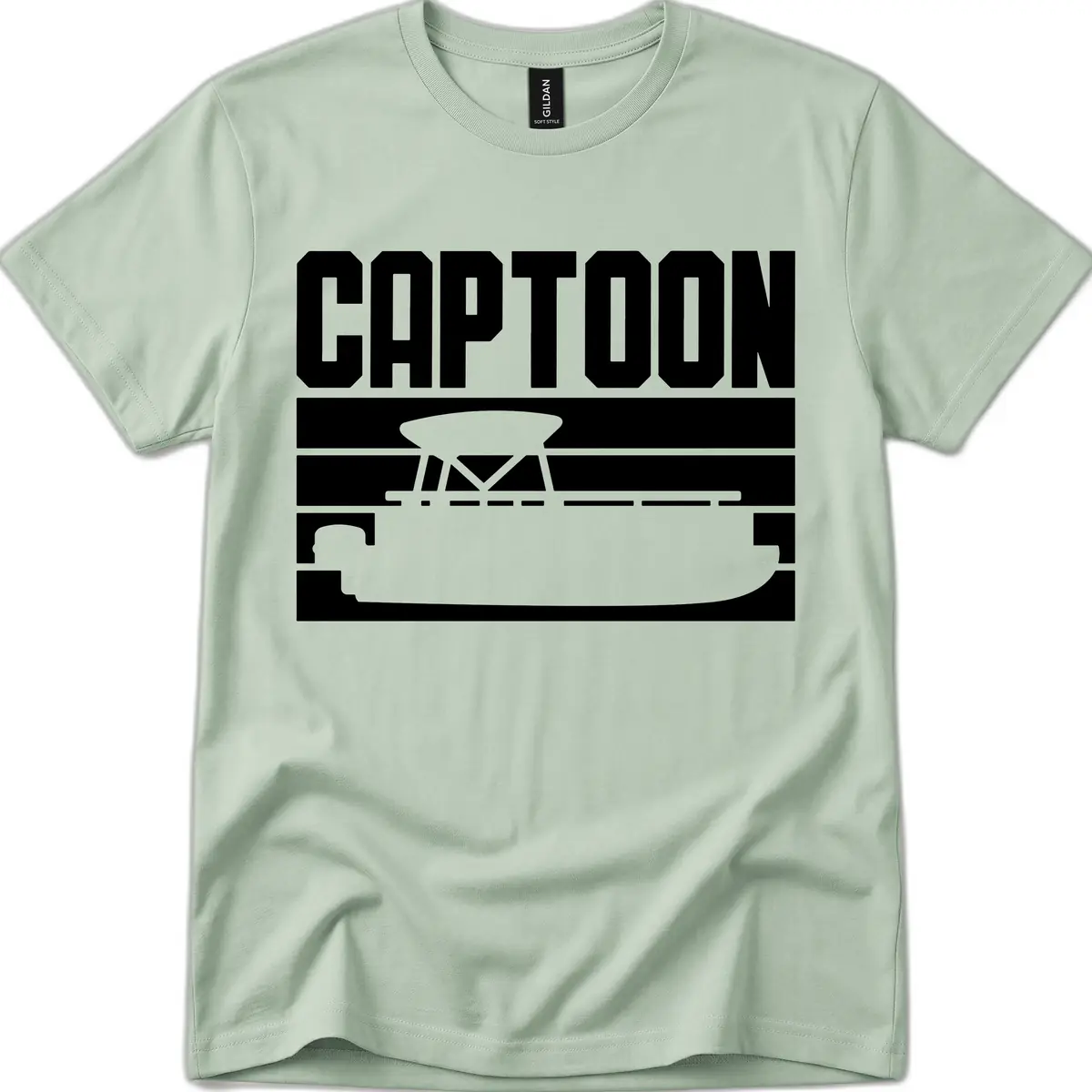 Pontoon Boat Captain Design T-Shirt in Sage