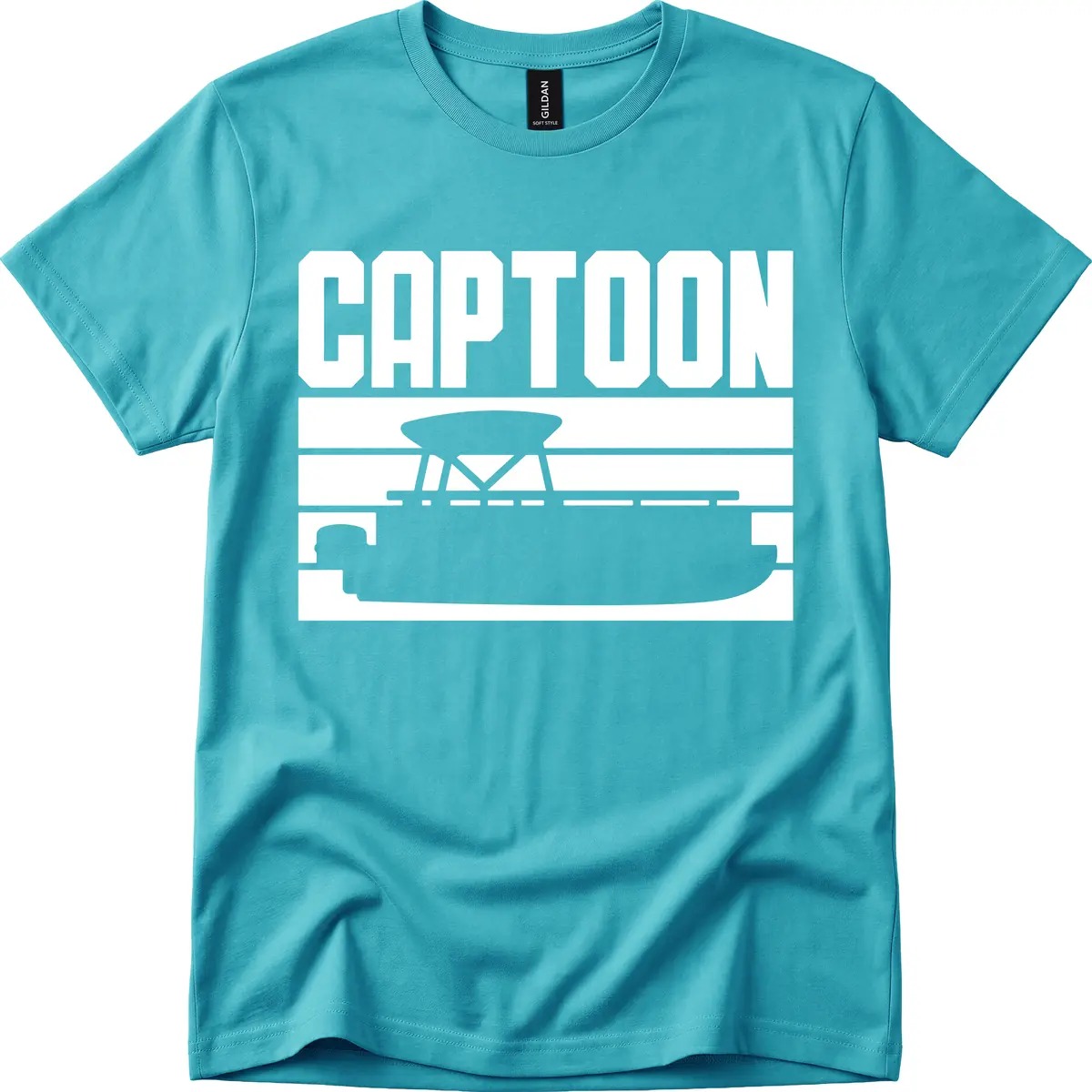 Pontoon Boat Captain Design T-Shirt in Tropical Blue