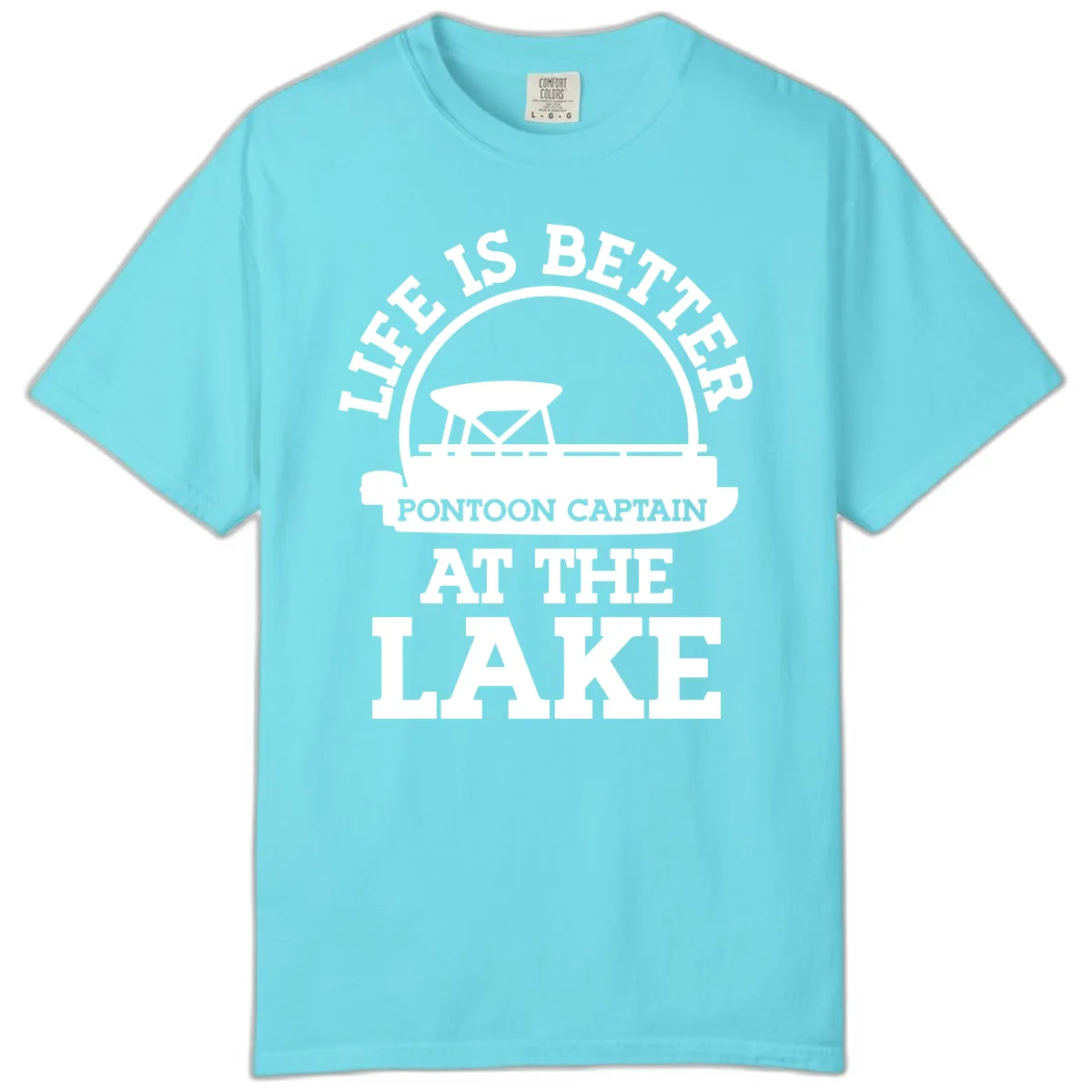 Life Is Better Pontoon Captain At The Lake Comfort Color in Lagoon Blue