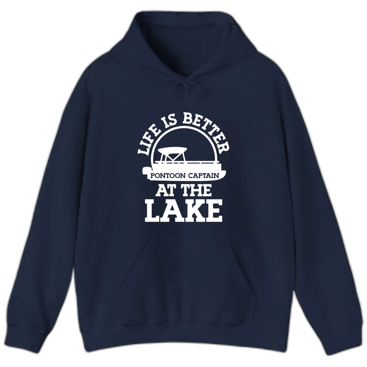 Life Is Better Pontoon Captain At The Lake Hoodie in Navy
