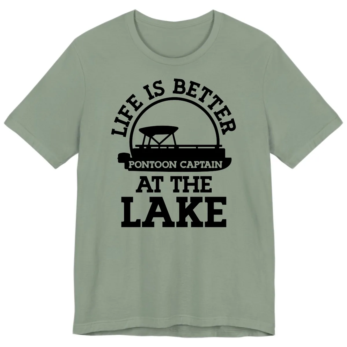Life Is Better Pontoon Captain At The Lake Premium T-Shirt in Sage