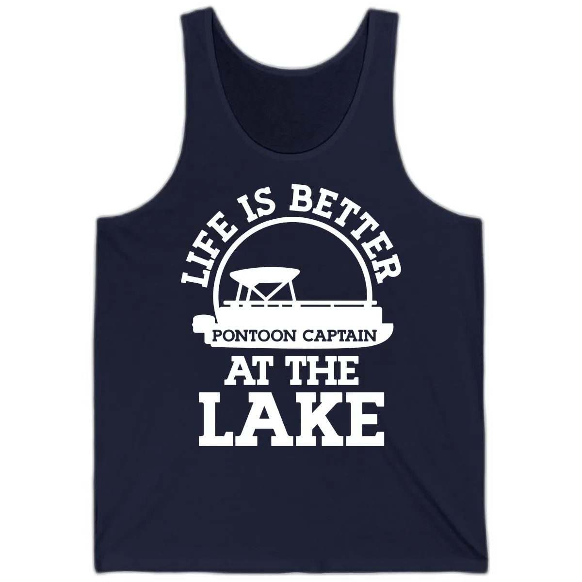 Life Is Better Pontoon Captain At The Lake Tank in Navy
