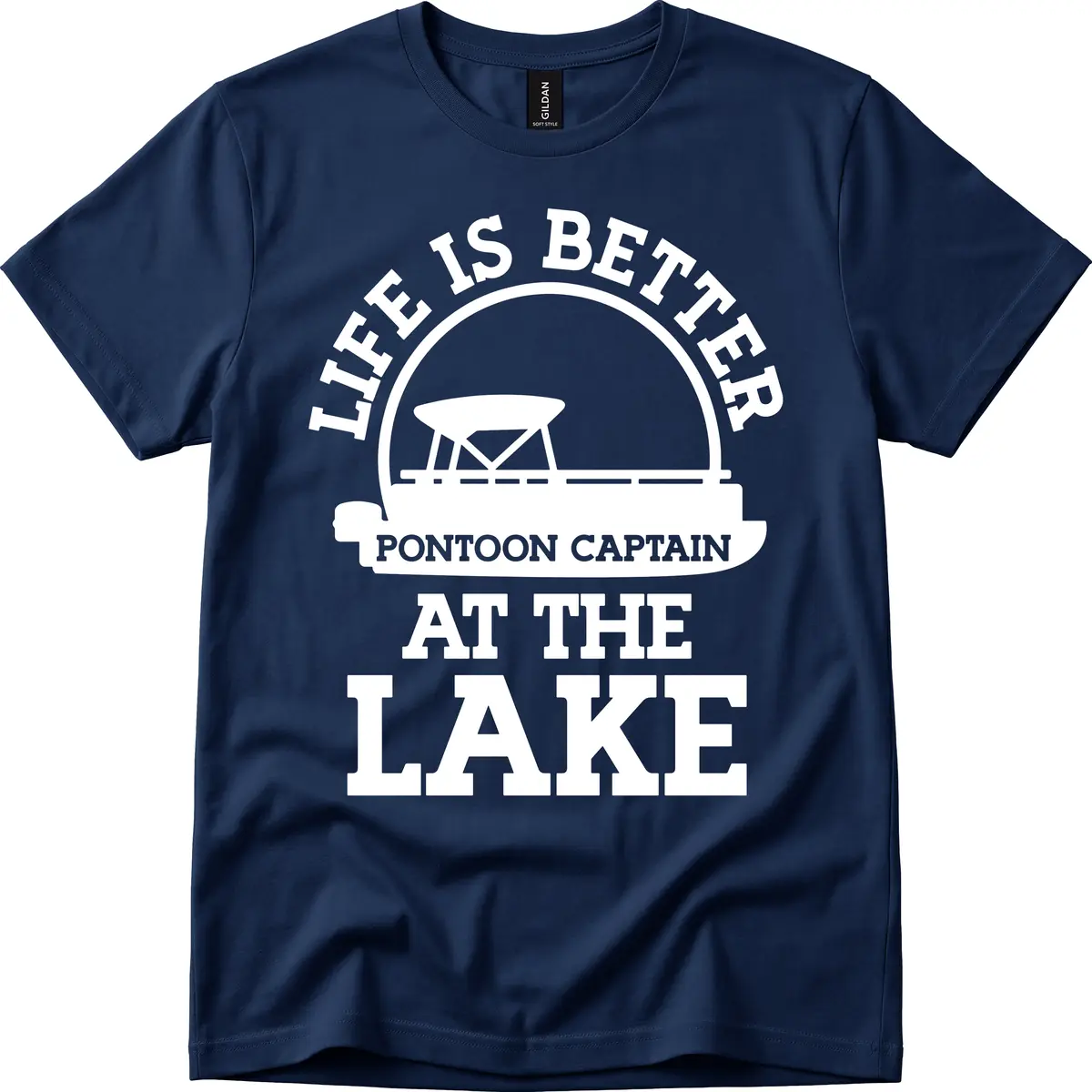 Life Is Better Pontoon Captain At The Lake T-Shirt in Navy