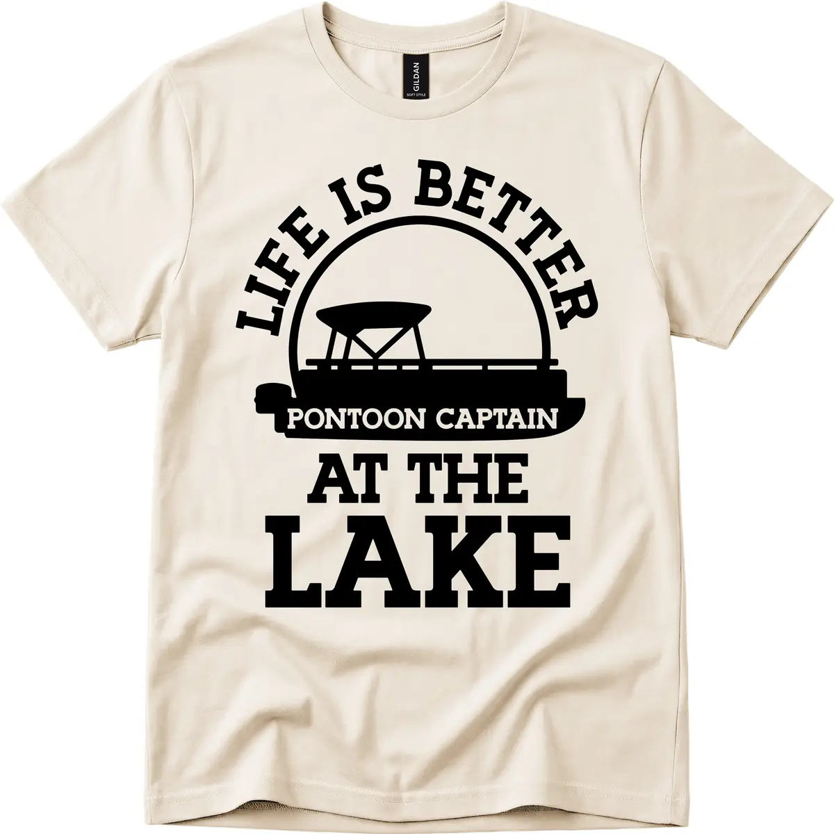 Life Is Better Pontoon Captain At The Lake T-Shirt in Natural