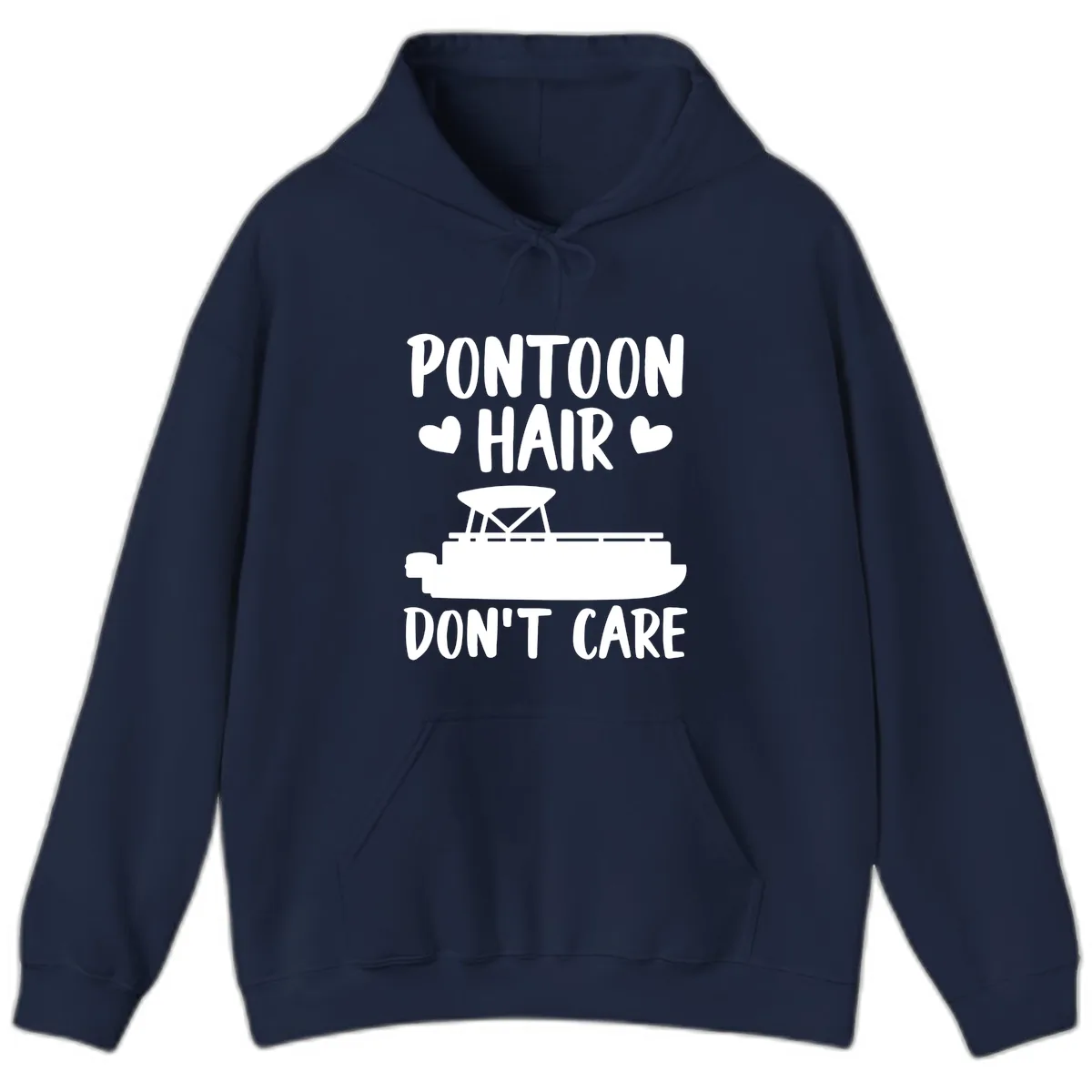 Pontoon Hair Don't Care Hoodie in Navy