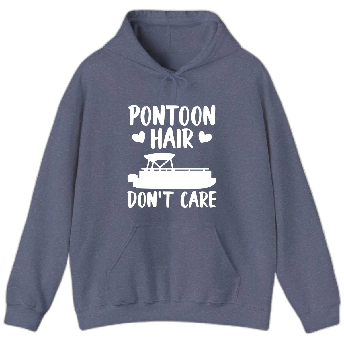 Pontoon Hair Don't Care Hoodie in Heather Navy