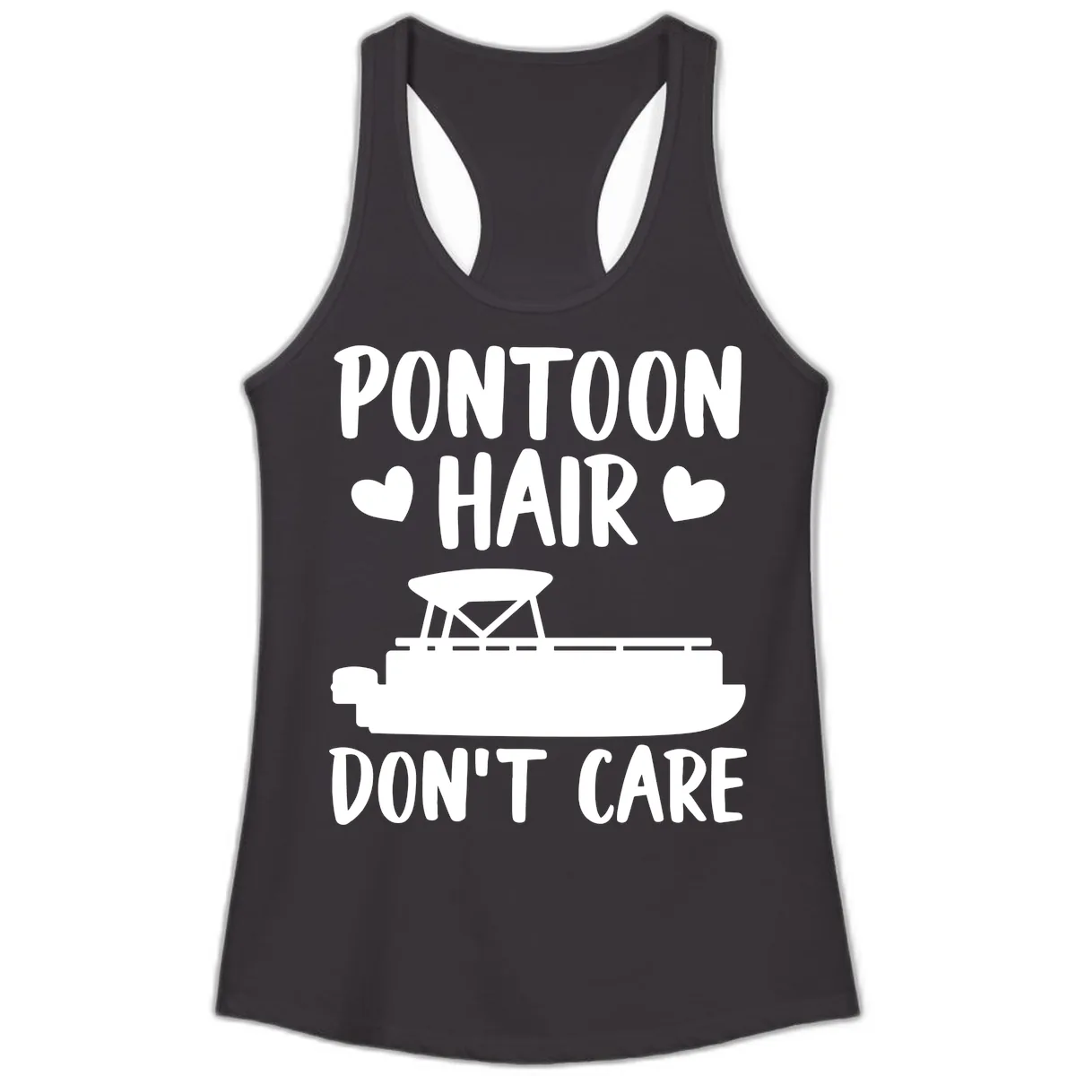 Pontoon Hair Don't Care Ladies Tank in Black