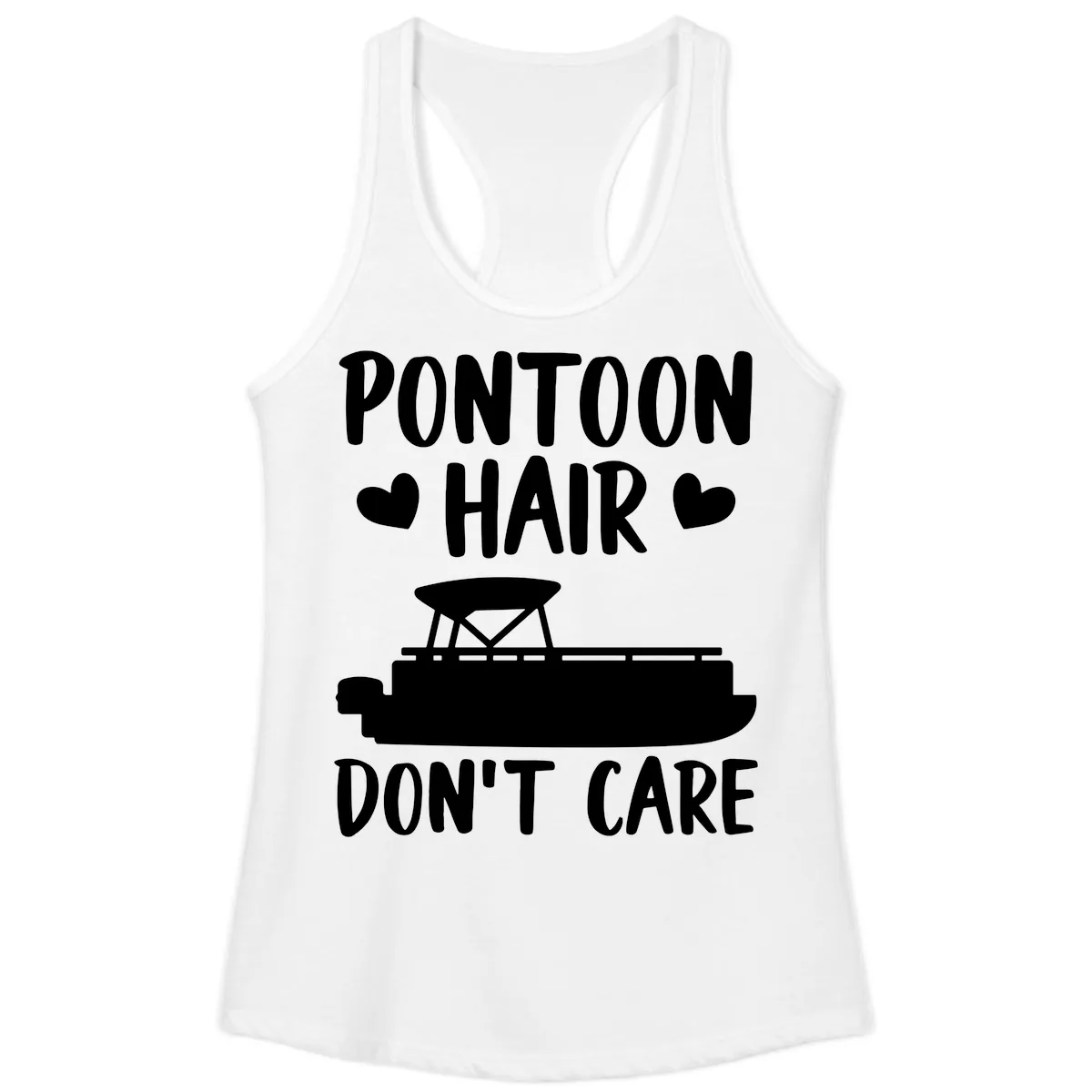 Pontoon Hair Don't Care Ladies Tank in White