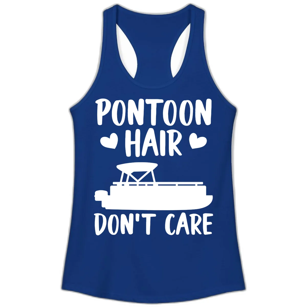Pontoon Hair Don't Care Ladies Tank in Solid Royal