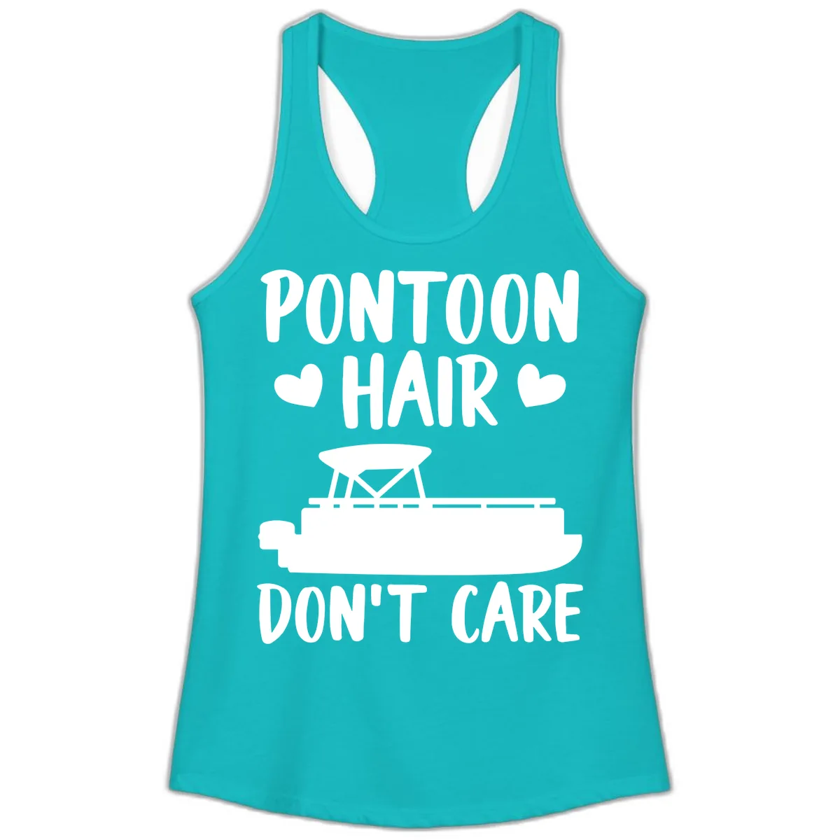 Pontoon Hair Don't Care Ladies Tank in Tahiti Blue