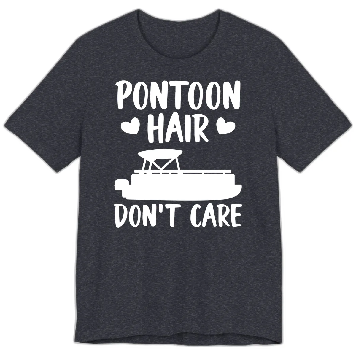 Pontoon Hair Don't Care Premium T-Shirt in Heather Navy