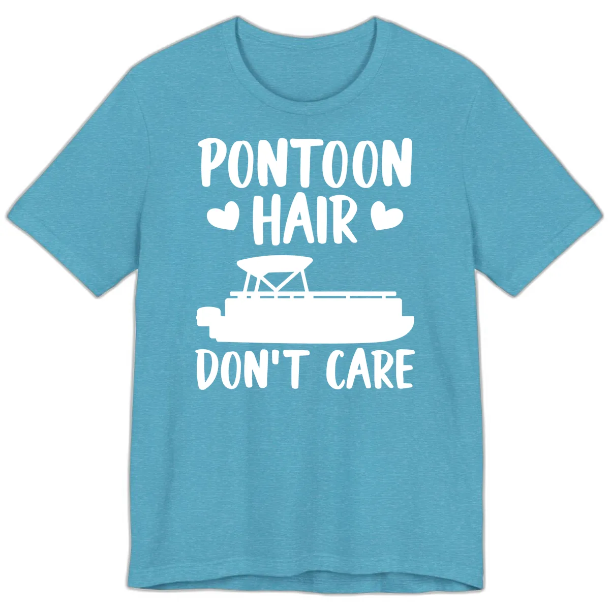 Pontoon Hair Don't Care Premium T-Shirt in Heather Aqua
