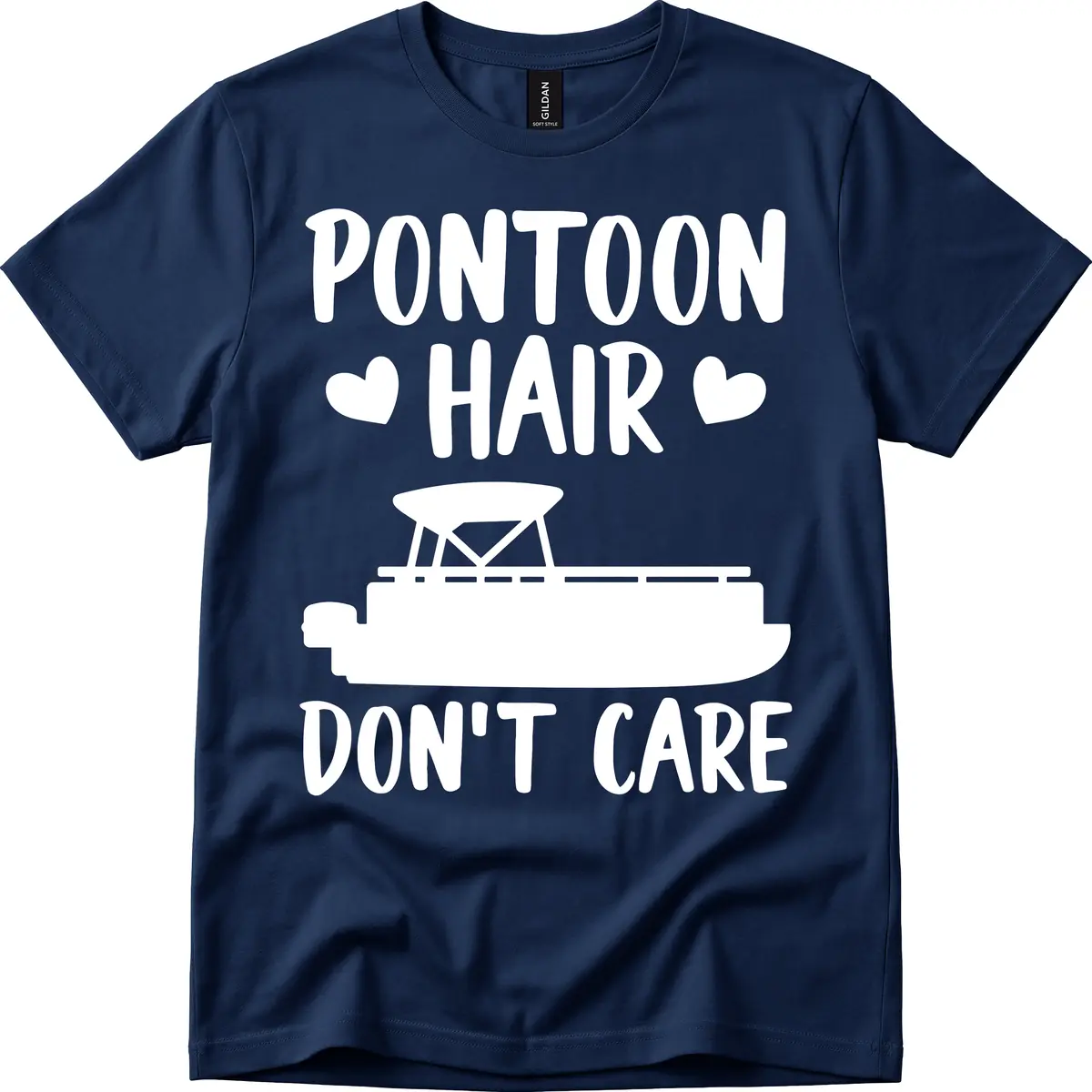 Pontoon Hair Don't Care T-Shirt in Navy