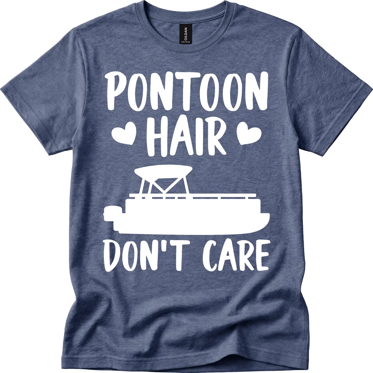 Pontoon Hair Don't Care T-Shirt in Heather Navy