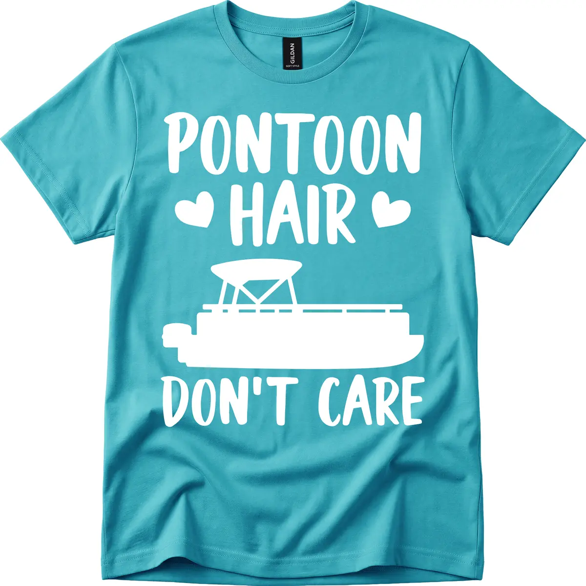 Pontoon Hair Don't Care T-Shirt in Tropical Blue