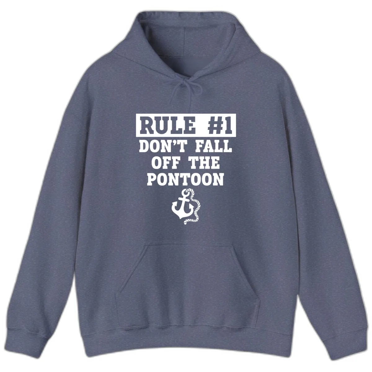 Rule Number One Don't Fall Off Hoodie in Heather Navy