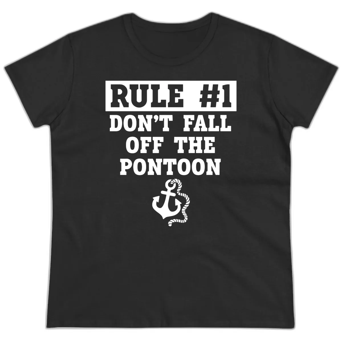 Rule Number One Don't Fall Off Ladies Tee in Black