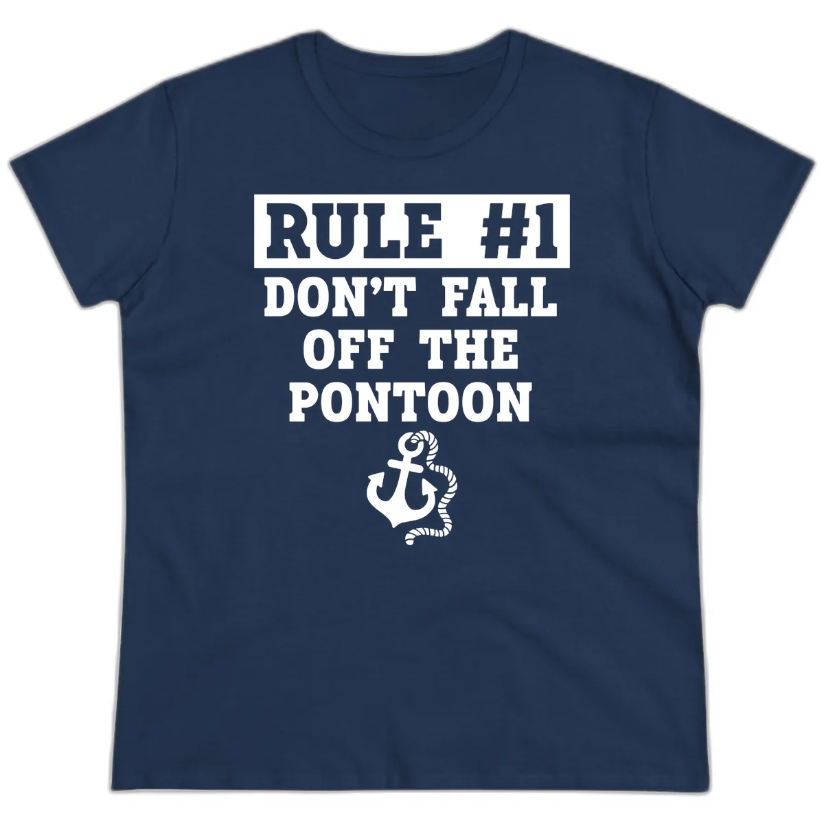 Rule Number One Don't Fall Off Ladies Tee in Navy