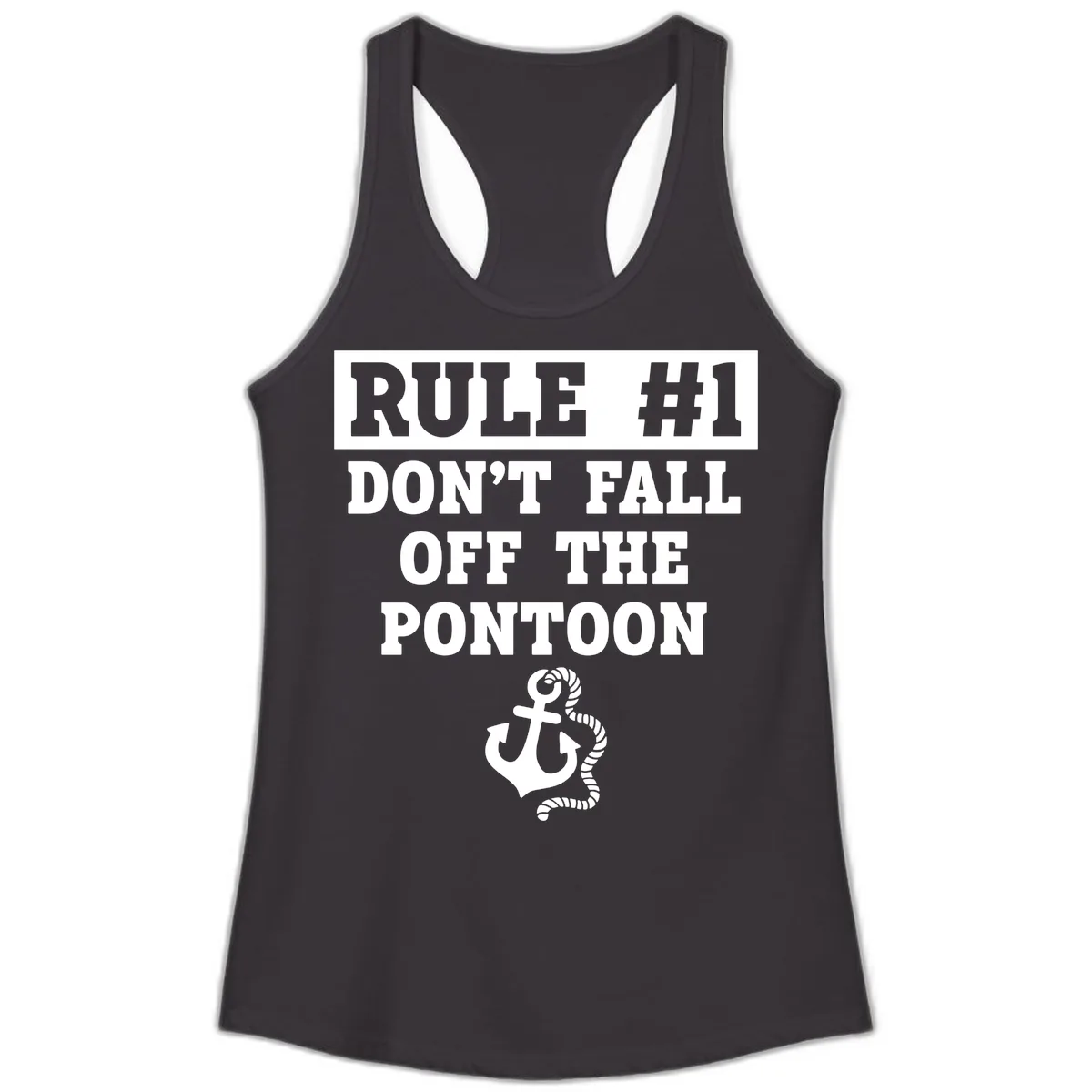 Rule Number One Don't Fall Off Ladies Tank in Black