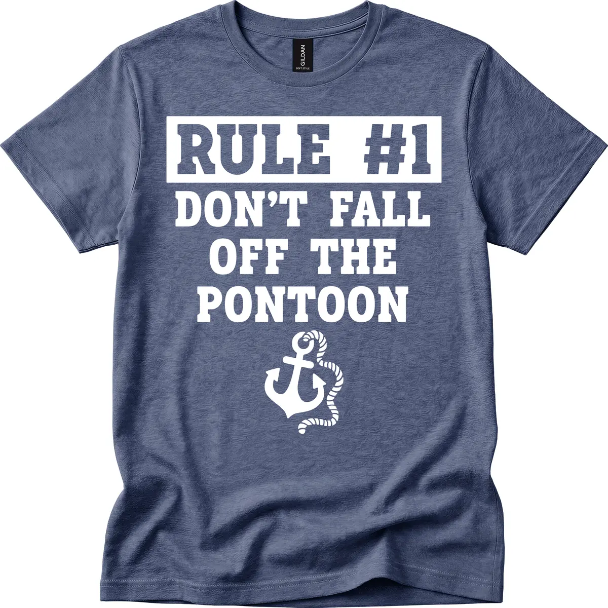 Rule Number One Don't Fall Off T-Shirt in Heather Navy
