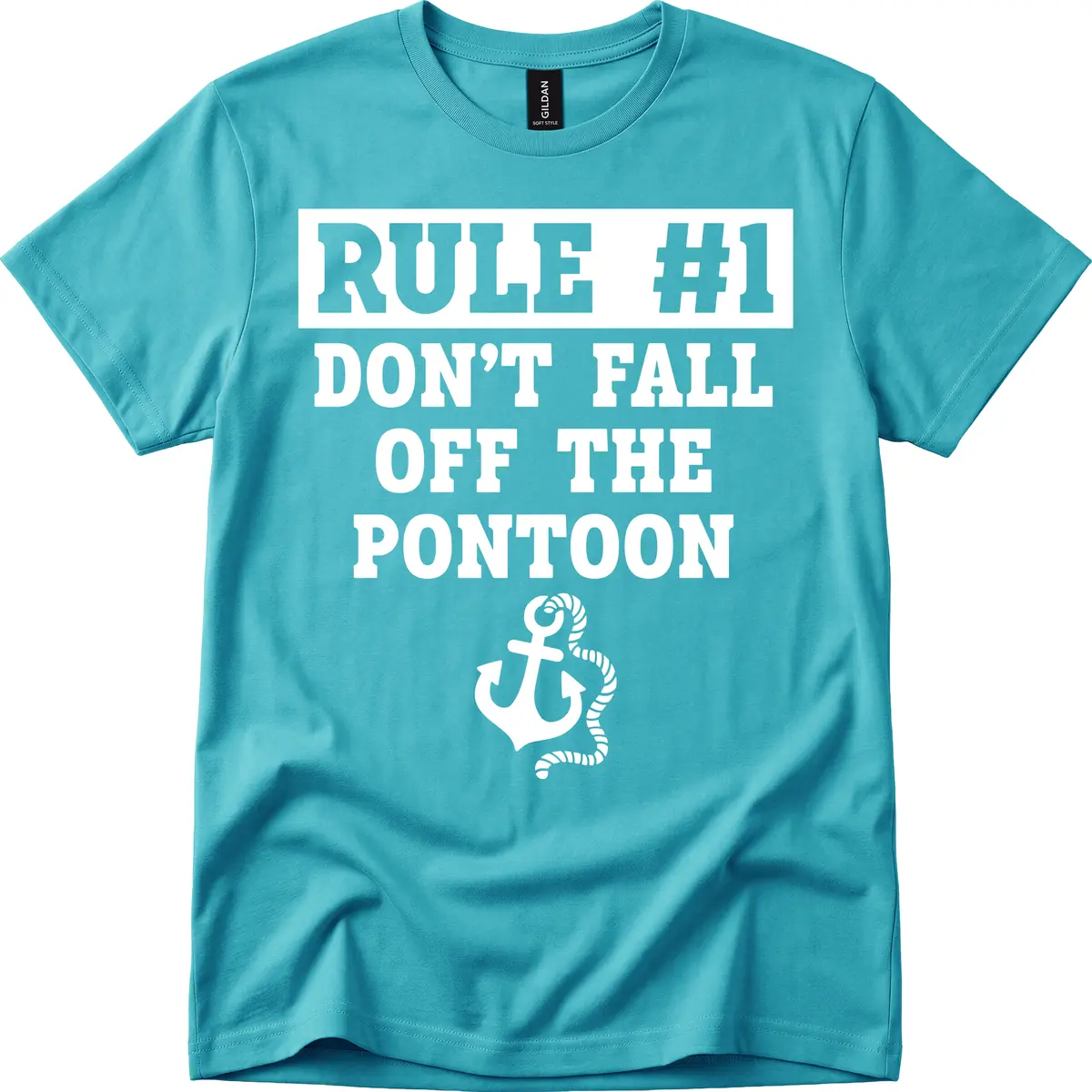 Rule Number One Don't Fall Off T-Shirt in Tropical Blue