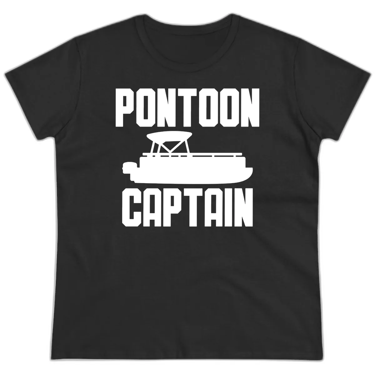 Pontoon Captain Lifestyle Design Ladies Tee in Black