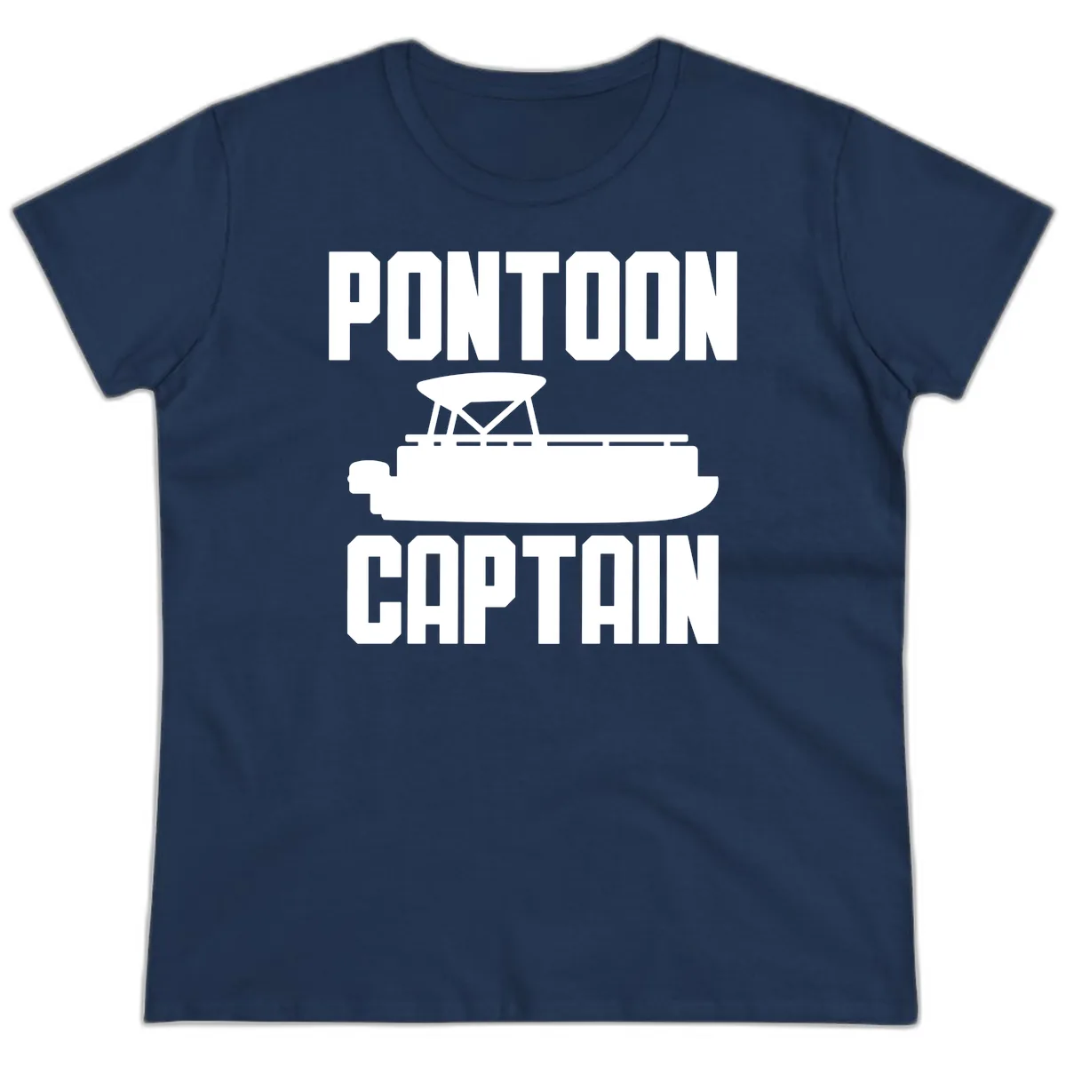 Pontoon Captain Lifestyle Design Ladies Tee in Navy