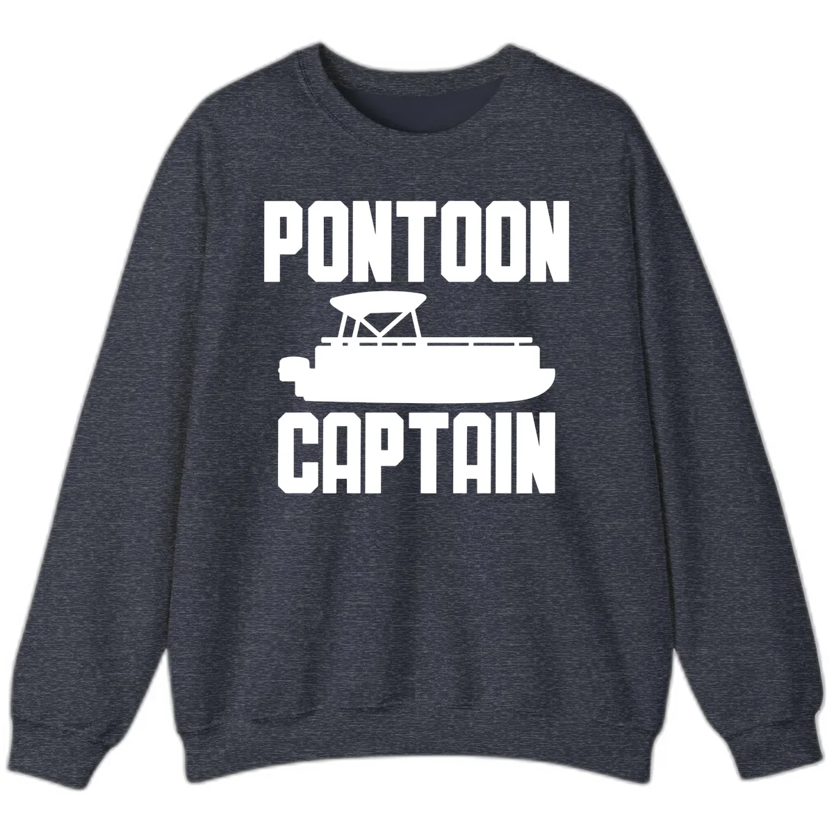 Pontoon Captain Lifestyle Design Sweatshirt in Heather Sport Dark Navy