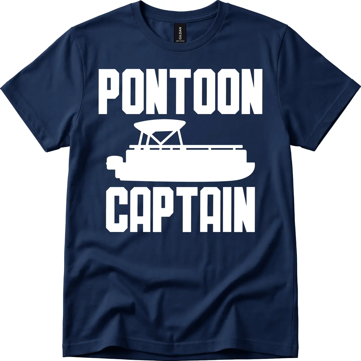 Pontoon Captain Lifestyle Design T-Shirt in Navy