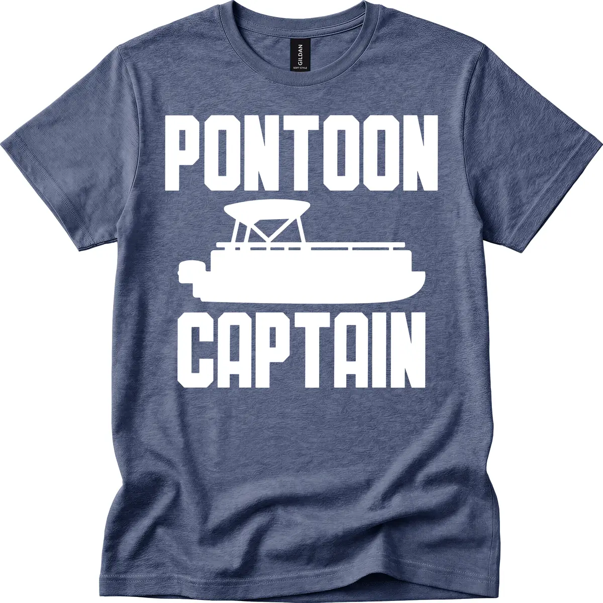 Pontoon Captain Lifestyle Design T-Shirt in Heather Navy