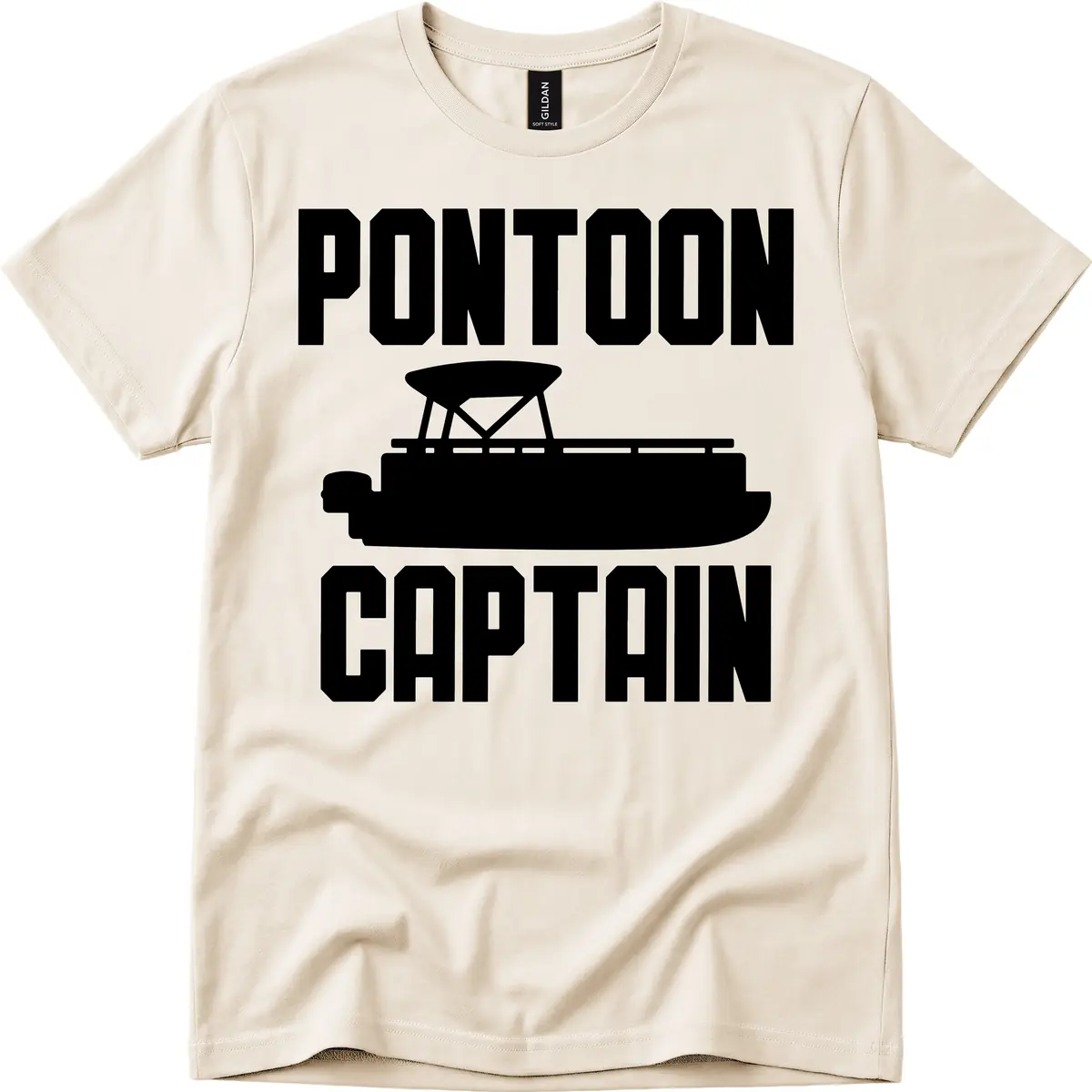 Pontoon Captain Lifestyle Design T-Shirt in Natural
