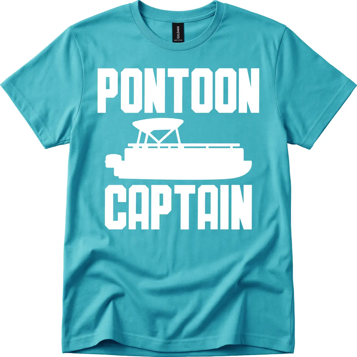 Pontoon Captain Lifestyle Design T-Shirt in Tropical Blue