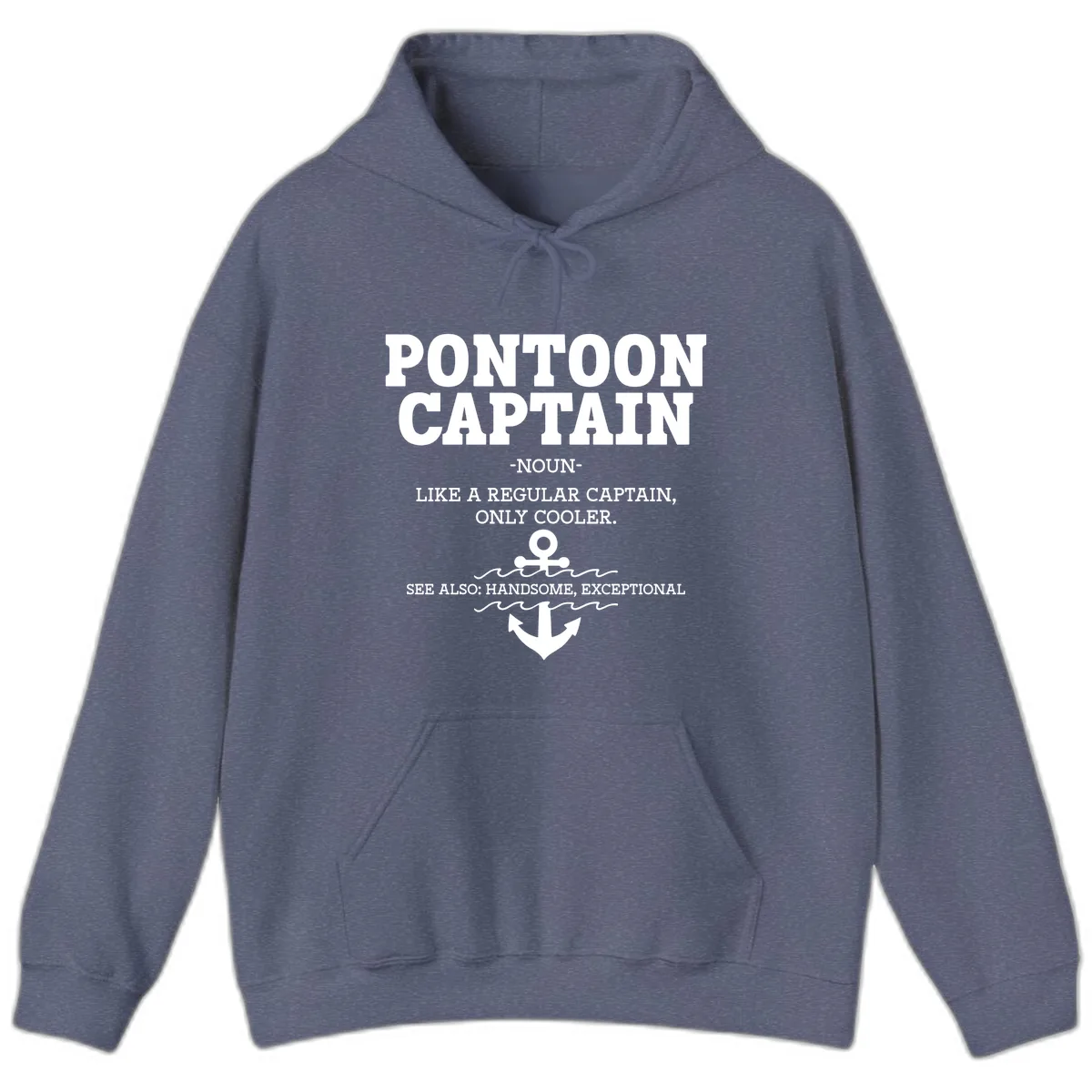 Pontoon Captain Noun Definition Hoodie in Heather Navy