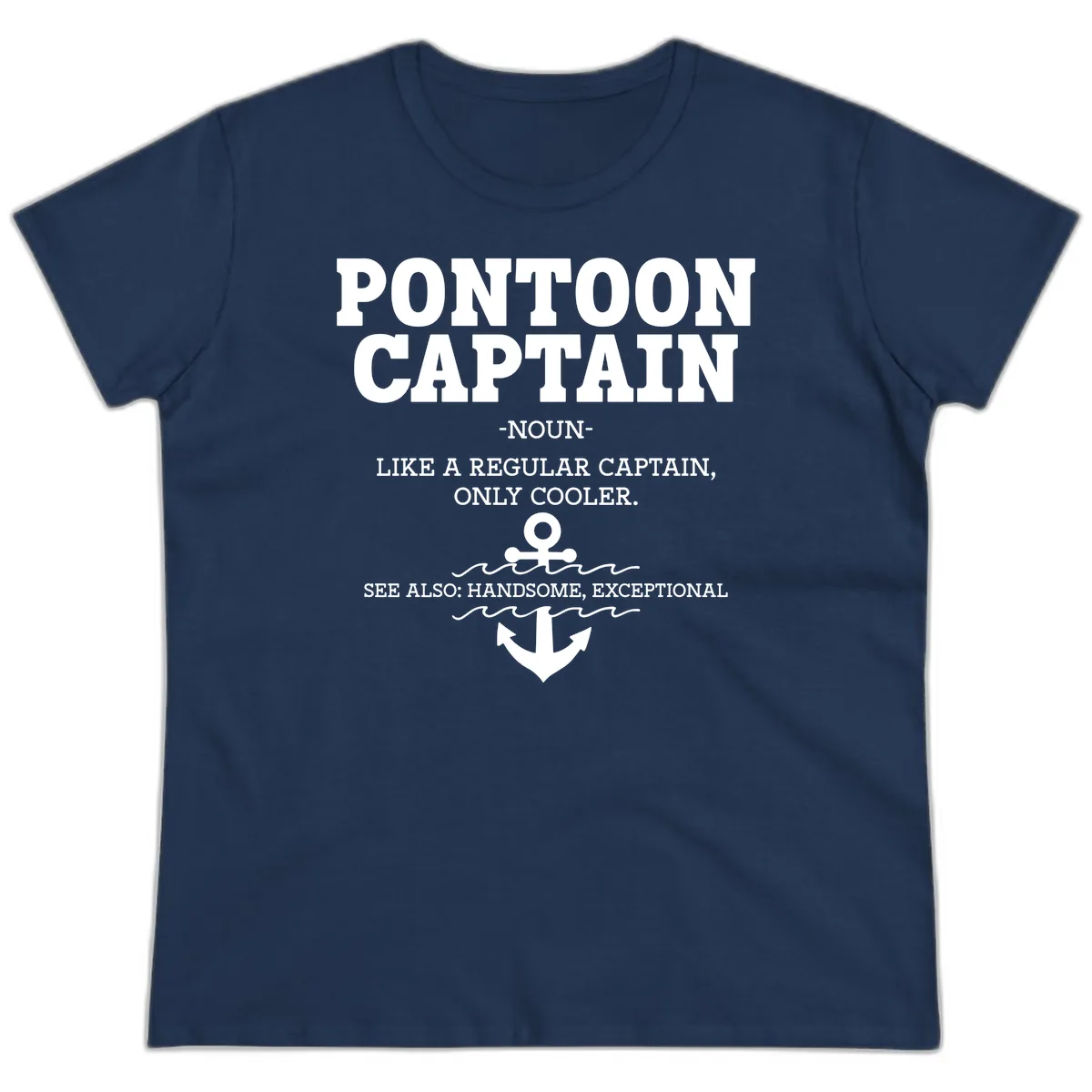 Pontoon Captain Noun Definition Ladies Tee in Navy