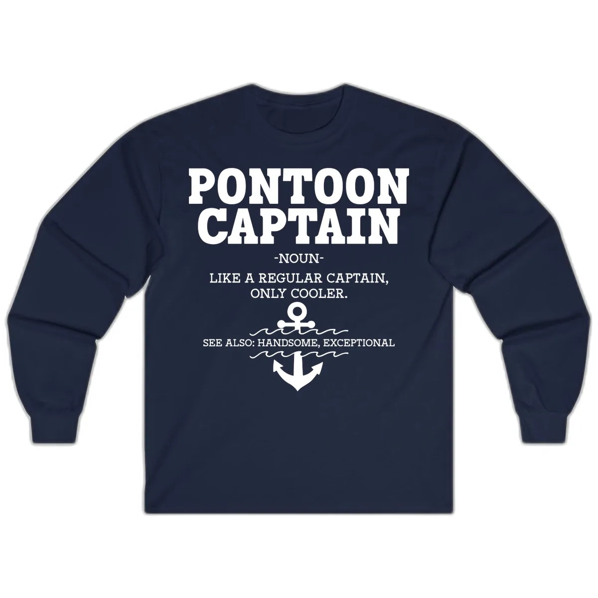 Pontoon Captain Noun Definition Long Sleeve in Navy