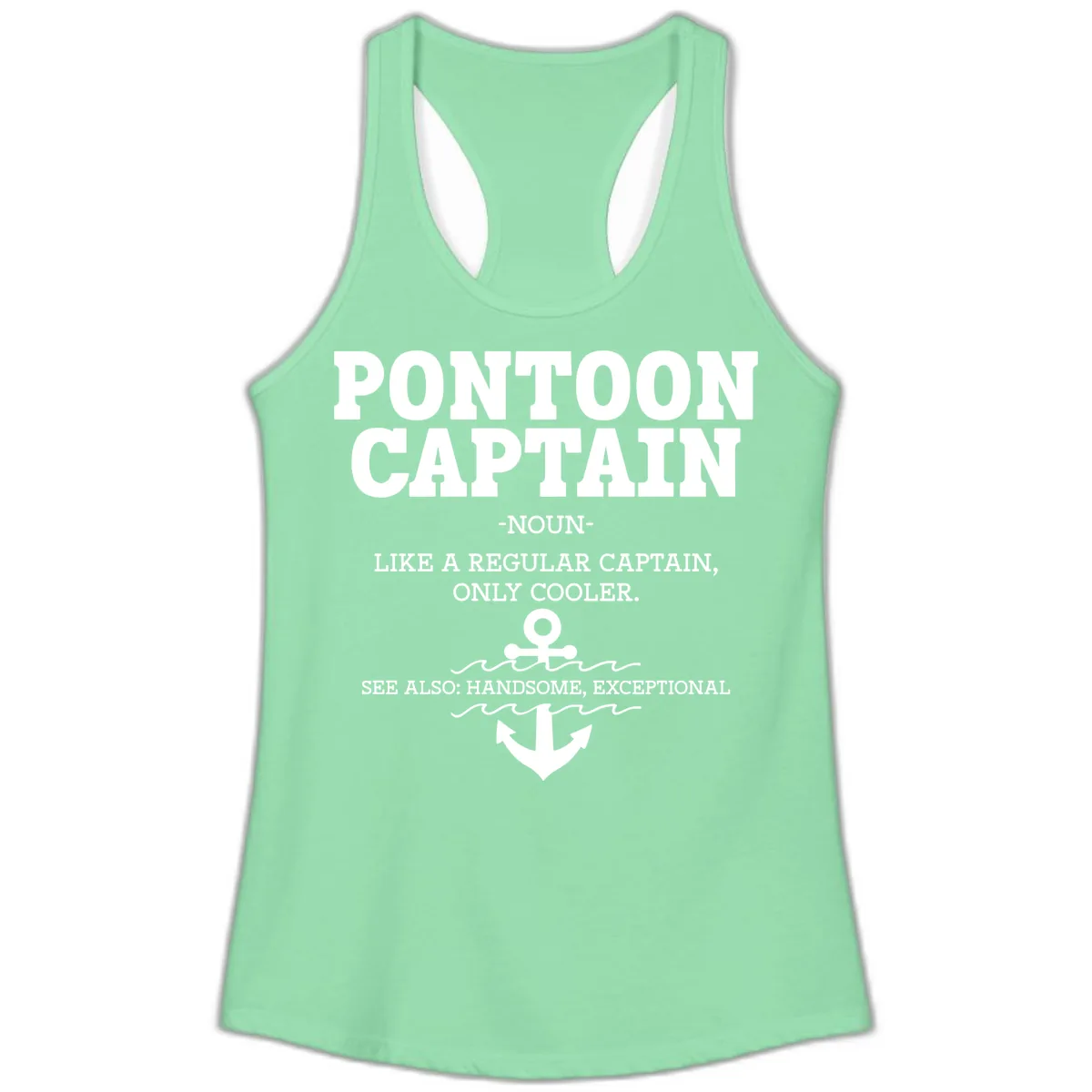 Pontoon Captain Noun Definition Ladies Tank in Solid Mint