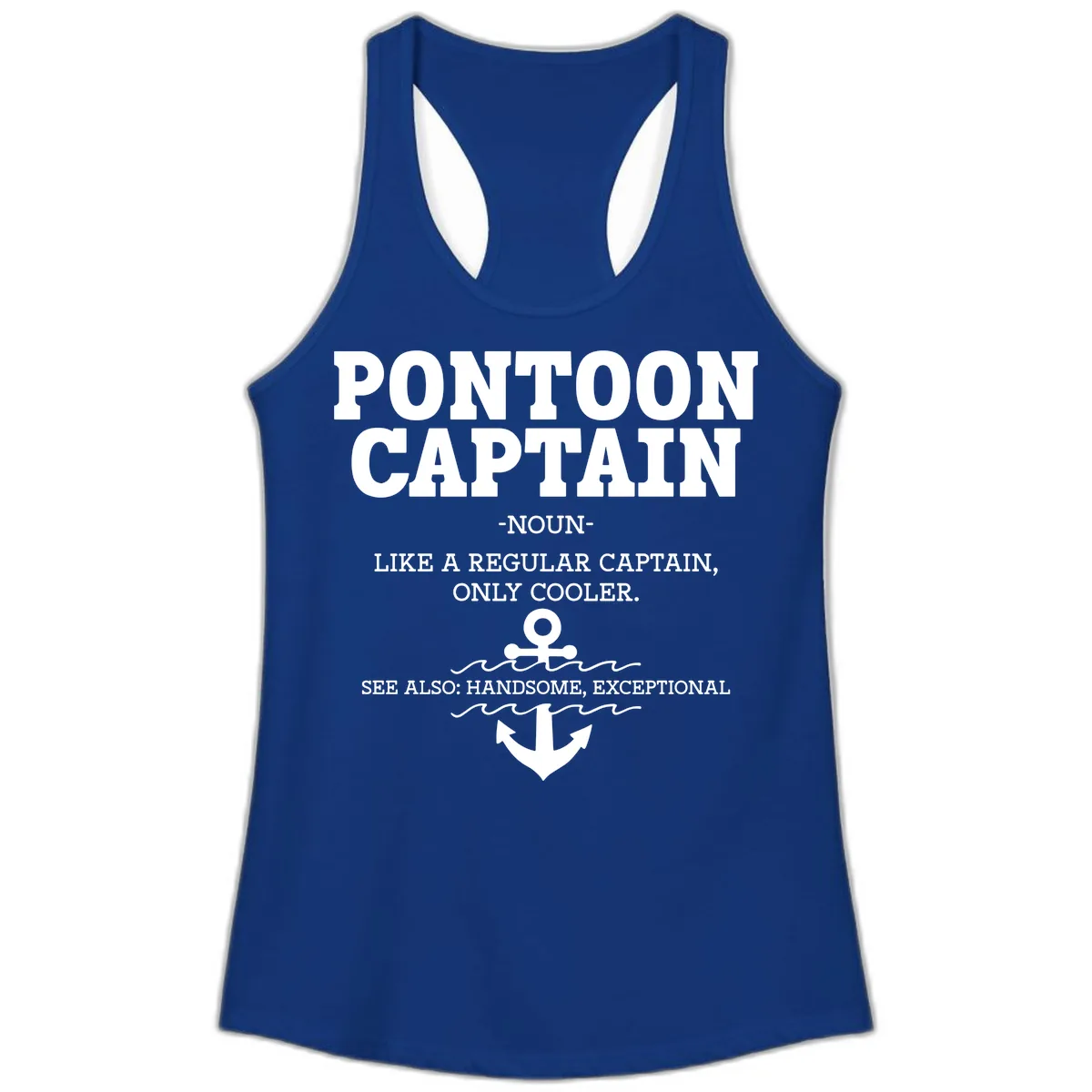 Pontoon Captain Noun Definition Ladies Tank in Solid Royal