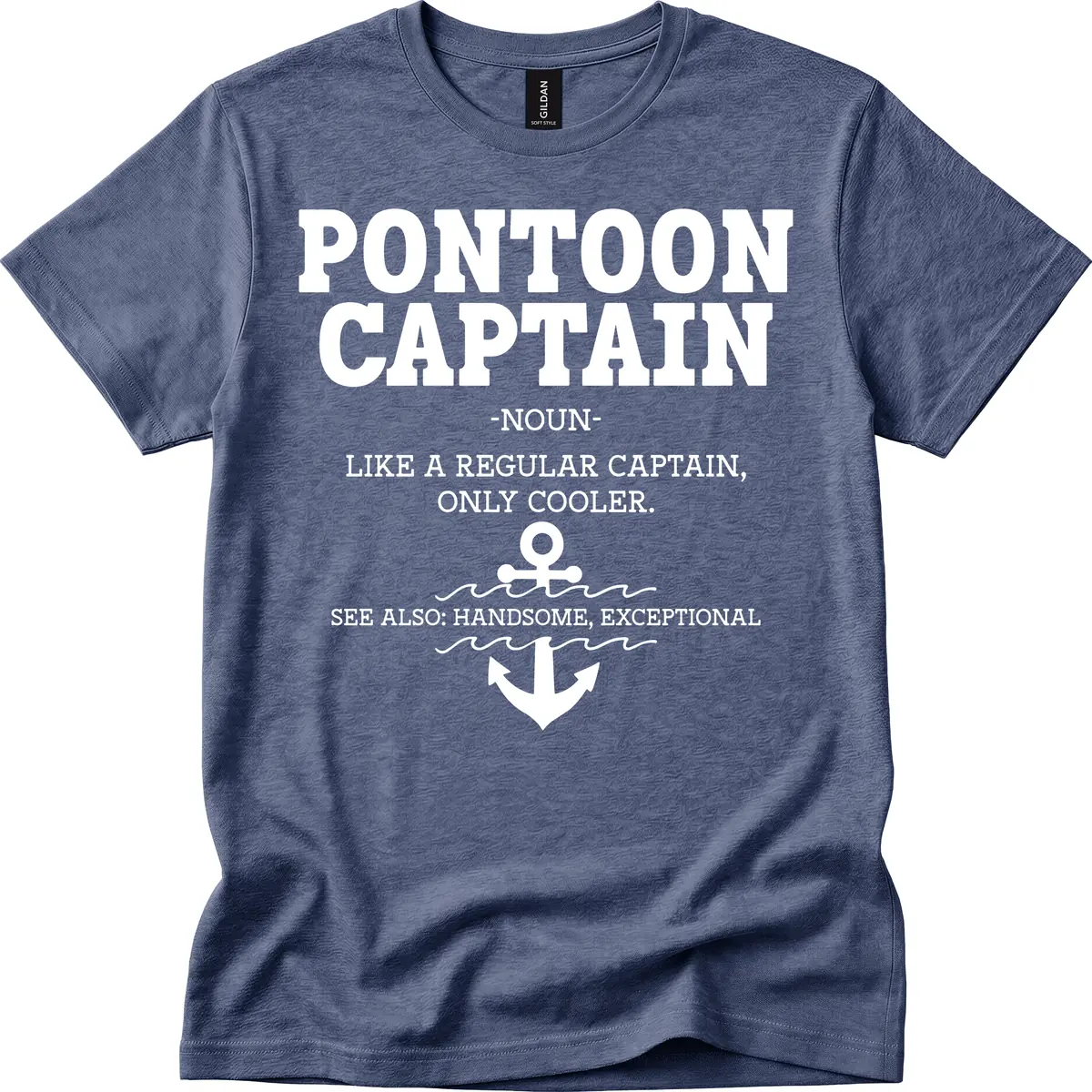 Pontoon Captain Noun Definition T-Shirt in Heather Navy