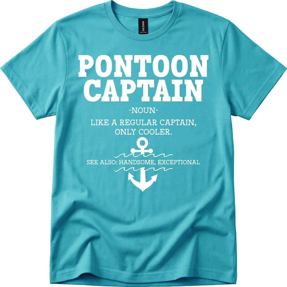 Pontoon Captain Noun Definition T-Shirt in Tropical Blue