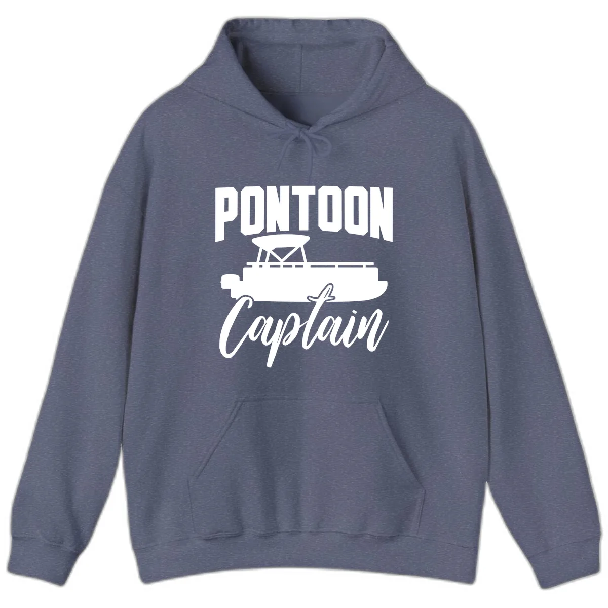 Pontoon Captain Boat Life Hoodie in Heather Navy