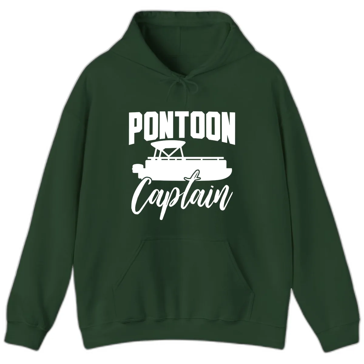 Pontoon Captain Boat Life Hoodie in Forest Green