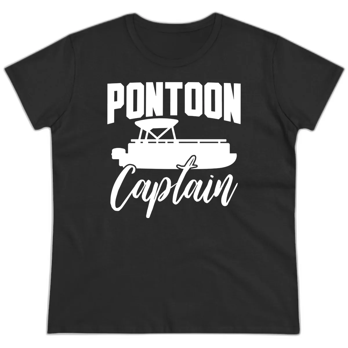 Pontoon Captain Boat Life Ladies Tee in Black