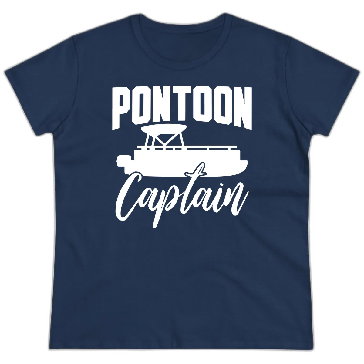 Pontoon Captain Boat Life Ladies Tee in Navy