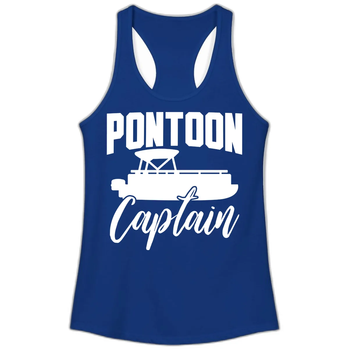 Pontoon Captain Boat Life Ladies Tank in Solid Royal