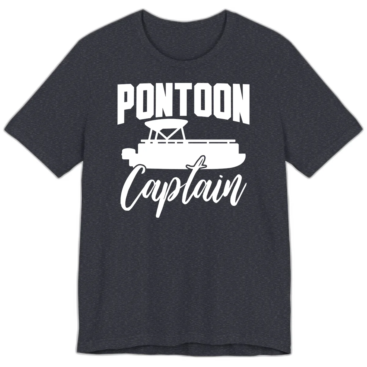 Pontoon Captain Boat Life Premium T-Shirt in Heather Navy